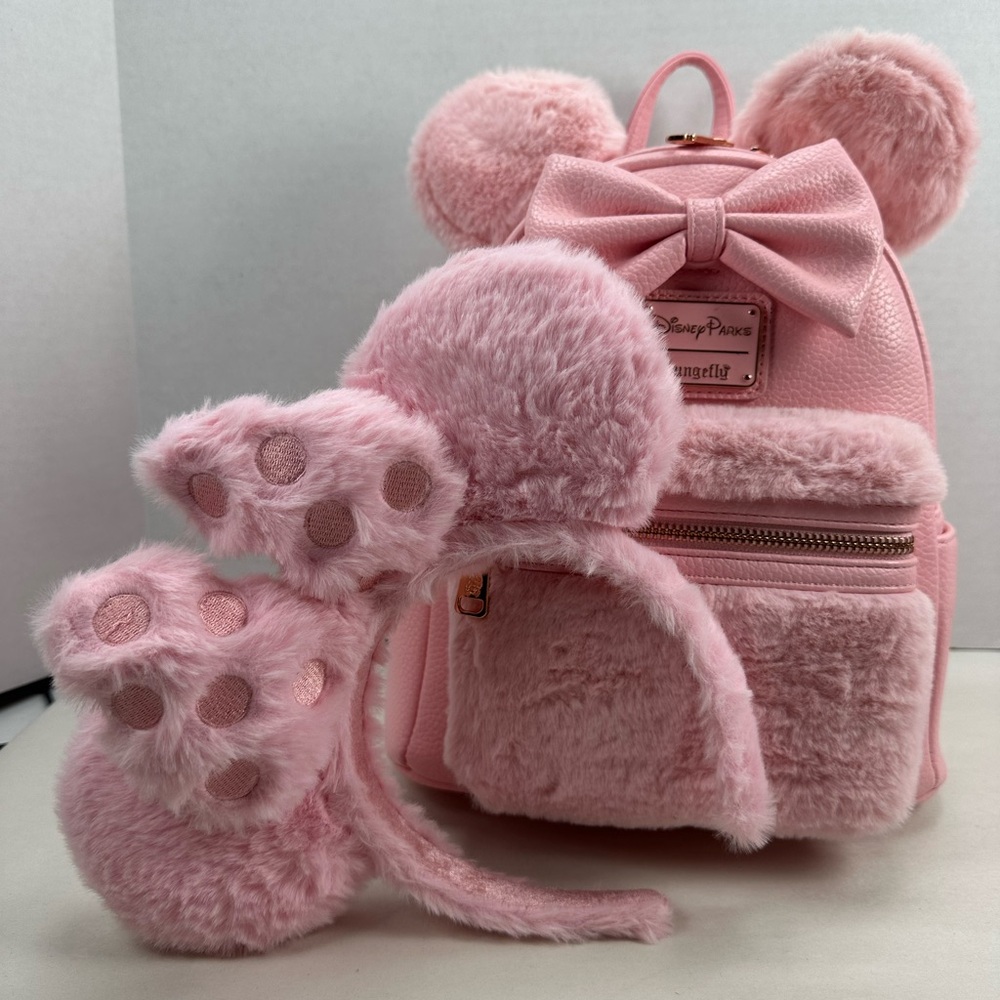 Loungefly Disney Parks Minnie Mouse Piglet Pink Mini Backpack & Ears - Picture 10 of 16